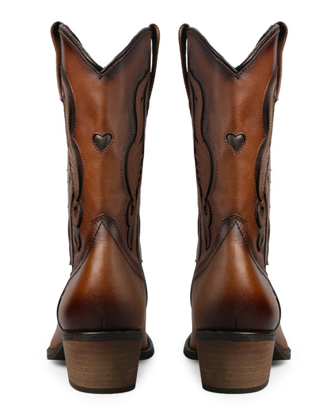 Botín Vaquero Miel Grabado 20035